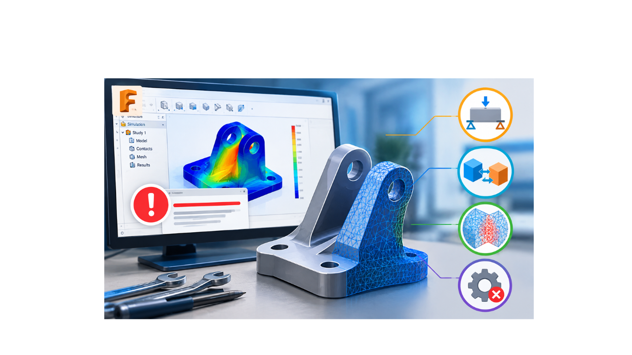 Fusion 360 Simulation Failed? Fix Constraints, Contacts, and Mesh Errors